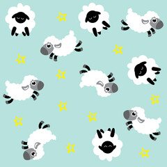 pattern sheep and star sleep for background