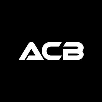 ACB letter logo design with black background in illustrator, vector logo modern alphabet font overlap style. calligraphy designs for logo, Poster, Invitation, etc.