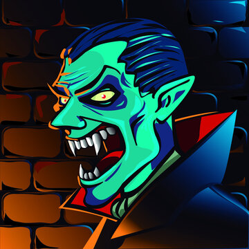 Dracula - vector art pint - halloween clip art
