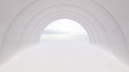 Architecture background white arched interior 3d render