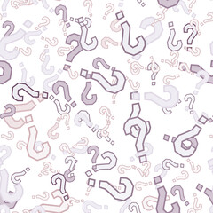 Quiz seamless pattern. Question marks, doubt, faq