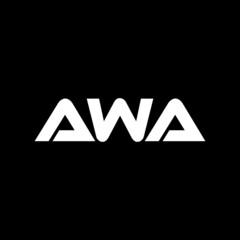 AWA letter logo design with black background in illustrator, vector logo modern alphabet font overlap style. calligraphy designs for logo, Poster, Invitation, etc. - obrazy, fototapety, plakaty