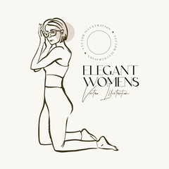 Elegant womens. Female silhouette. Hand drawn vector illustration.