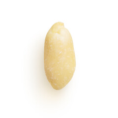 Isolated peeled raw peanut on white background 