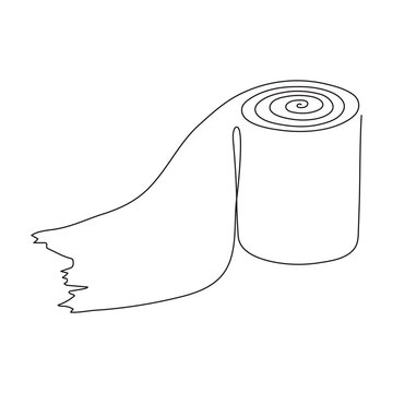 recommend clip art: Hand drawn toilet paper, one line art, stylized continuous contour. Hygiene item, paper napkin roll. Doodle, sketch style, minimalism. Isolated. Vector illustration