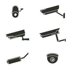 Vector illustration on the theme video surveillance security cameras