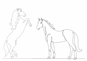 horse one line drawing, vector