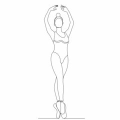 girl dancing one line drawing, on a white background, vector