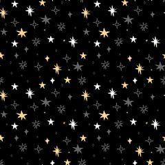 hand draw stars pattern on black background