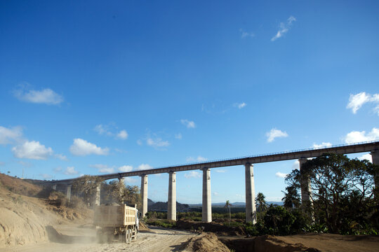 Bridge Concrete Pillars Railway Line Standard gauge Railway SGR Madaraka Express Bridge Corporation Kenya Railways Mazeras Mritini Mombasa Terminus Mombasa City County Kenya East Africa Landscapes