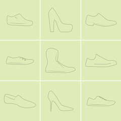 Vector illustrations on the theme shoes