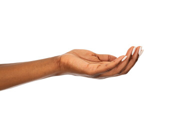 Empty african woman hand with palm facing up