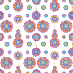 Fototapeta premium Colorful digital pattern with colorful Christmas decoration. White background.