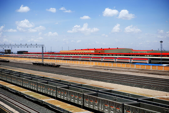 Nairobi Terminus Bridge Concrete Pillars Railway Line Standard gauge Railway SGR Madaraka Express Bridge Corporation Kenya Railways Nairobi City County Kenya East Africa Landscapes Line Highway