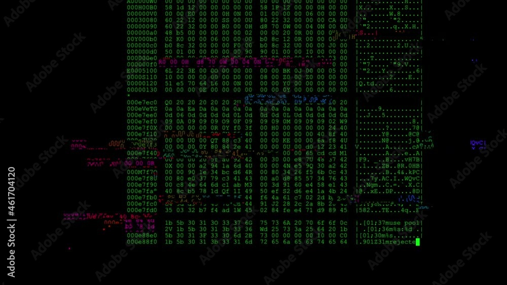 Poster multi-colored numbers quickly fill the black screen, overlapping each other. there is a mistake in t