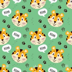 Seamless pattern with a cute tiger.