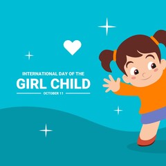 Vector illustration, cute and adorable little girl, as a banner or poster, International Day of the Girl Child.
