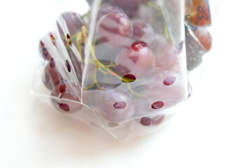 Unwashed grapes from the market in a package