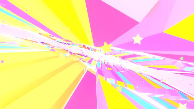 Looped cartoon colorful long cubes and stars animation.