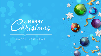 Elegant Christmas background with  branches and Stars