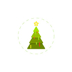 christmas tree flat icon on white background. christmas tree clipart.