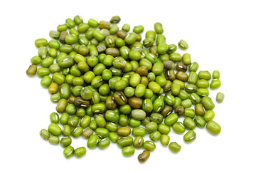 Mung bean (Vigna radiata) seeds isolated on white background