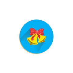christmas bell flat icon. bell with ribbon clipart on white background.