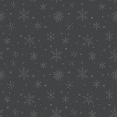 Seamless pattern with snowflakes. Endless vector snowfall. Winter 2022. Winter vector illustration.