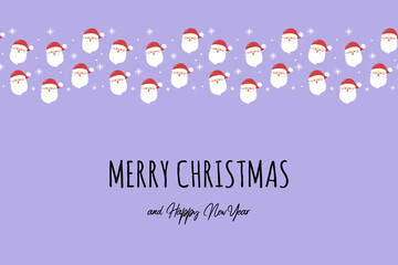 Xmas greeting card with Santa Claus. Christmas design. Vector