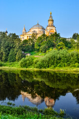 Orthodox monastery on the steep bank of the river