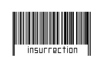 Barcode on white background with inscription insurrection below