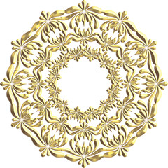 3D-image light gold  floral central ornament for ceiling decoration