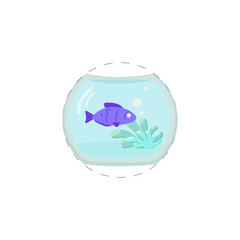 fish in aquarium flat icon. fish in aquarium clipart on white background.