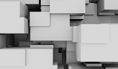 Abstract 3d background from different sized cubes. 3d rendering