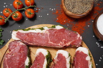 raw meat with vegetables