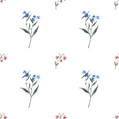 Seamless pattern from a hand-drawn watercolor flowers on a white background. Use for menus, invitations