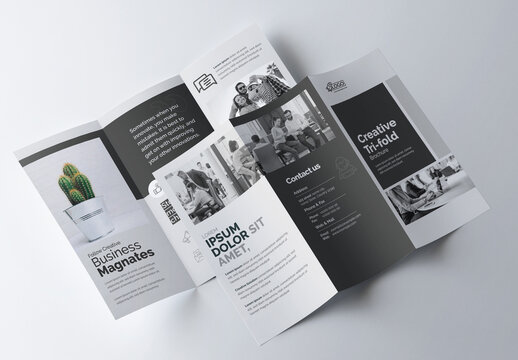 Minimal Tri Fold Brochure with and Black White Accents