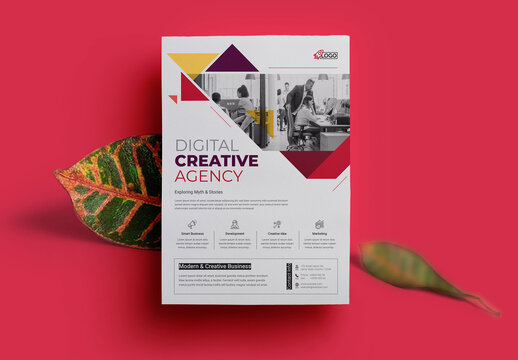 Clean Creative Flyer Layout with Red and Orange Vector Accents