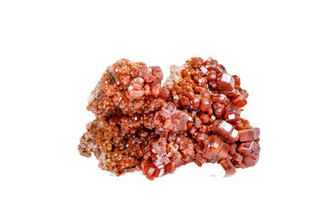 Macro mineral stone Vanadinite on a white background