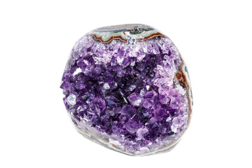Amethyst Crystal Druse  macro mineral on white background