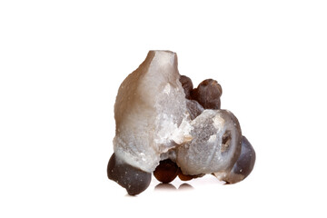 Macro mineral stone Chalcedony, Chalcedony screed on a white background - obrazy, fototapety, plakaty