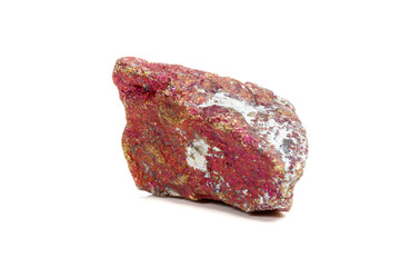 Macro mineral stone Chalcopyrite in the rock on a white background