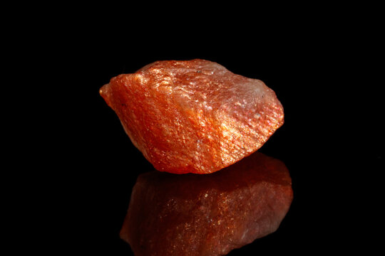 Macro mineral stone Nepheline sunny stone black background