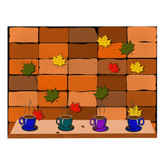 drawings dedicated to the theme of autumn, the first coolness and home warmth