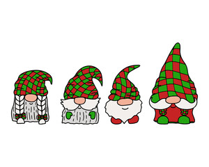 Vector collection little garden winter holiday fantasy gnomes.