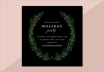Holiday Party Invitation with Wreath