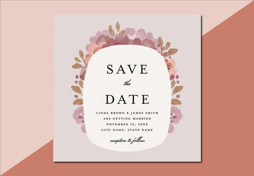 Pink Floral Save the Date Invitation