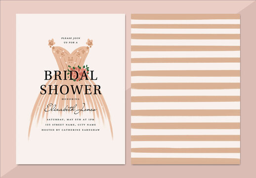 Bridal Shower Invitation Card with Dress Invitation