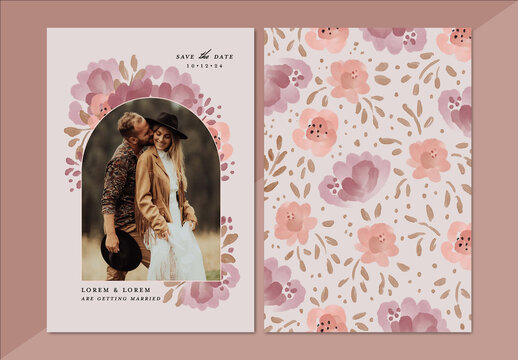 Floral Boho Save the Date Invitation