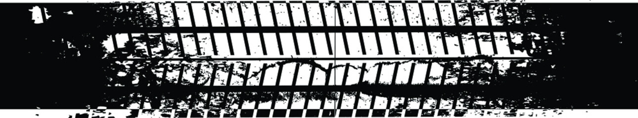 Vector Print Textured Tire Track . Design Element . Car tread silhouette . Mud splash grunge tire texture. Tyre track banner .